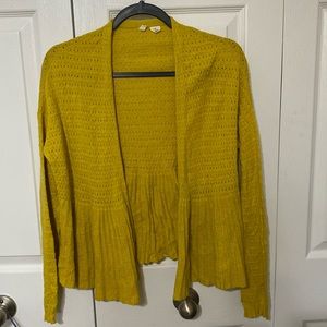 Anthropologie Moth Cashmere Blend Open Cardigan Mustard Size Small
